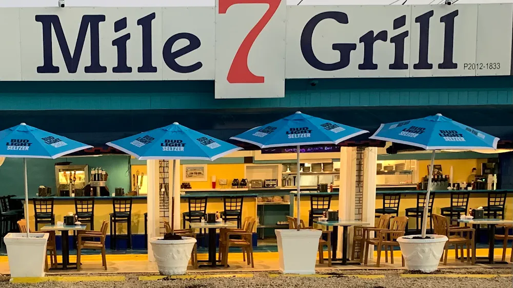 Fresh seafood and Keys cuisine at 7 Mile Grill Marathon FL outdoor dining